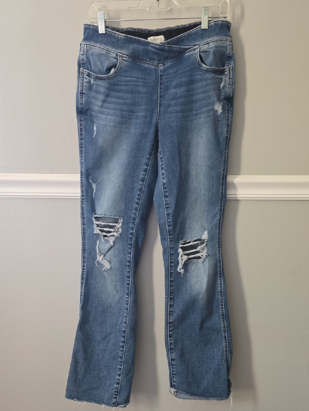 Maurices Light Blue Distressed Flare Jeans